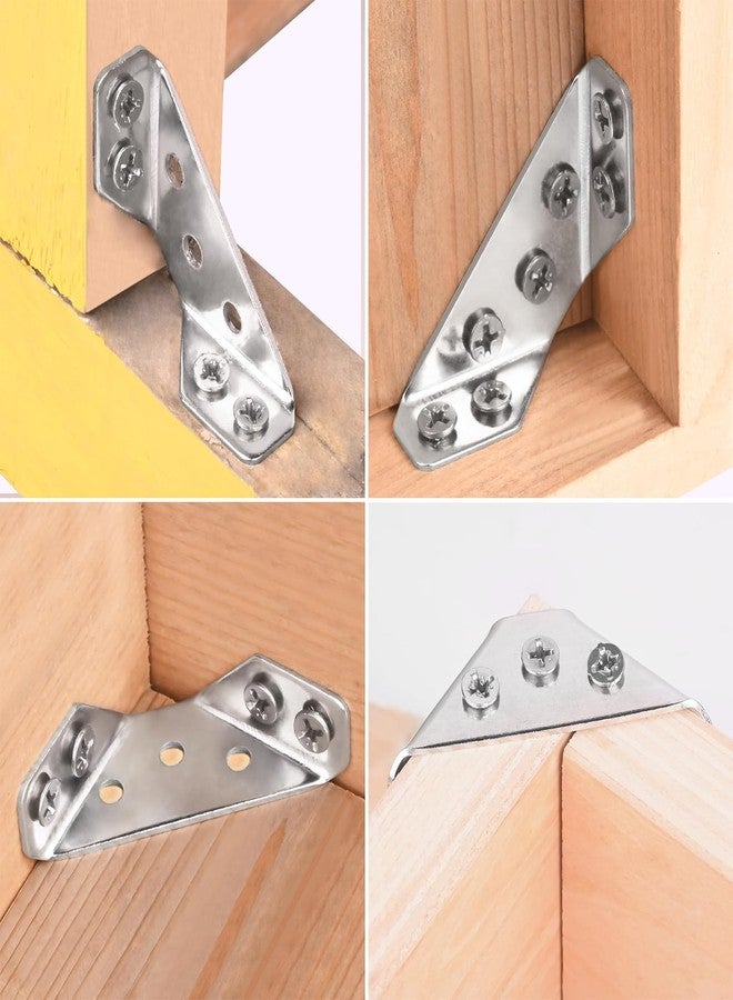 Jubobu 20Pcs Corner Connectors,Stainless Steel Heavy Duty Furniture Corner Connector,2MM,Metal Corner Hardware Fittings,Suitable for Reinforcing Wooden Cabinets,Shelves,Tables,Chairs,Etc (with 120Pcs Screws) - Image 3